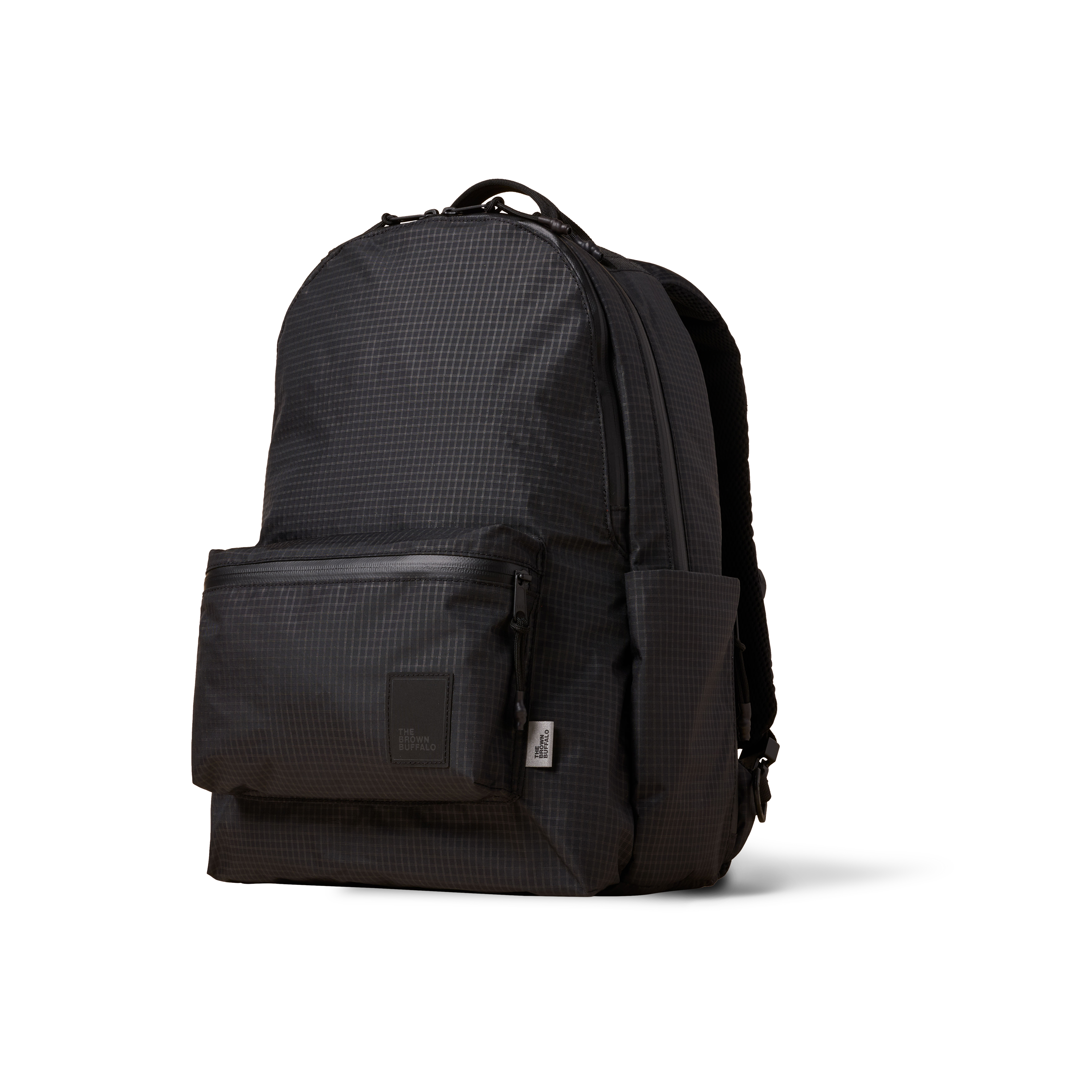 the-brown-buffalo-standard-issue-backpack-edc-weather-resistant-everyday-use-challenge-ultra-black-grid